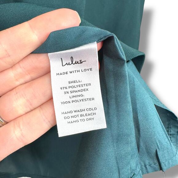 Lulus NWT Elegant Cutie Emerald Bow Bell-Style Long Sleeve Backless Mini Dress - Picture 8 of 8